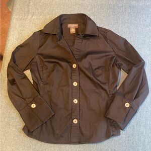 Banana Republic Black Cotton Button-Down Shirt